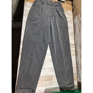 Justin Allen Vintage High Waisted Pleated Tapered Trousers Charcoal Grey 7/8